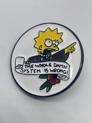 The Simpsons The Whole Damn System Is Wrong Lisa Enamel Pin Hat Lapel Political - Picture 1 of 3