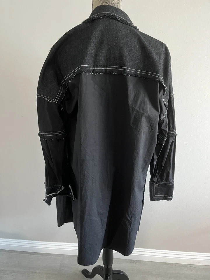 Camisa de Vestir TOV Los Angeles Denim & Sastre Negra Talla 40 Chaqueta Larga Mediana Informal Foto 2 de 4