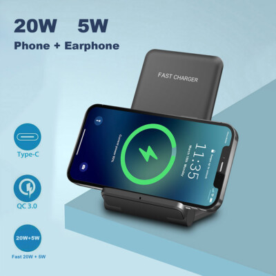 2in1 Wireless Charger Ladegerät Dock Stand für Apple iPhone 16 Pro Samsung S25+