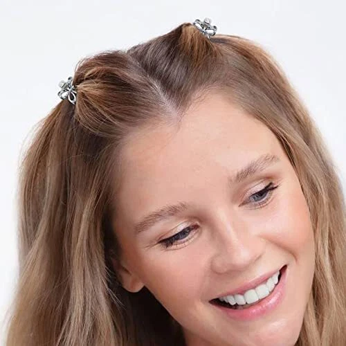 12 PIEZAS Pinzas para el cabello para mujeres y niñas - Lindos mini pasadores de flores en dorado, plateado Foto 2 de 4