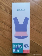 KokKreat Baby Bib BPA Free Waterproof Catch Falling Food Catcher Pocket Pink New