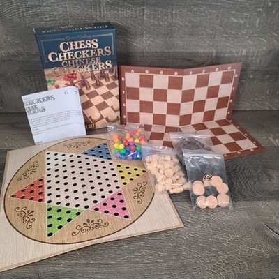 New Open Box Game Gallery Chess Checkers and Chinese Checkers