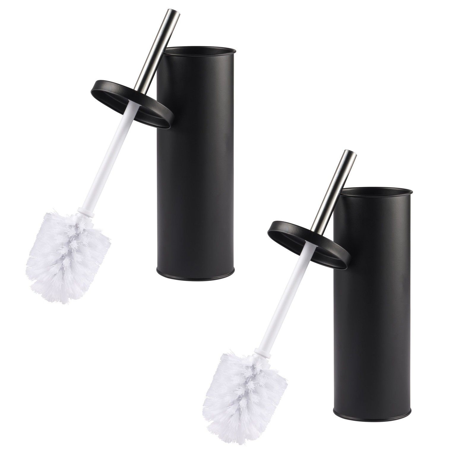 Beldray Toilet Brush and Holder Set 2 Pack Bathroom Bowl Cleaner Black