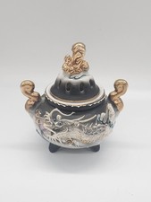 Quemador de incienso Dragonware de colección tapa de perro Foo Moriage porcelana dragón Japón
