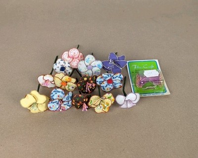 VTG 70's Fabric Faux Flowers & Fibre Craft Flower Stamens Millinery Crafts