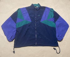 Vintage 90s Nike Windbreaker Jacket Blue Green Purple Colorblock Full Zip Size L