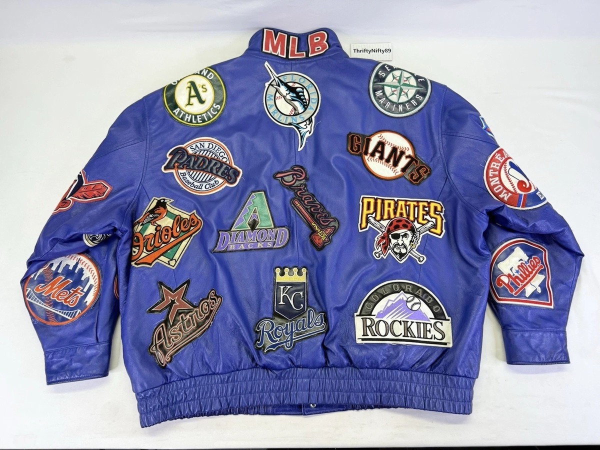 Jeff Hamilton MLB Logos Leather Jacket Vtg Team Patches JH Design