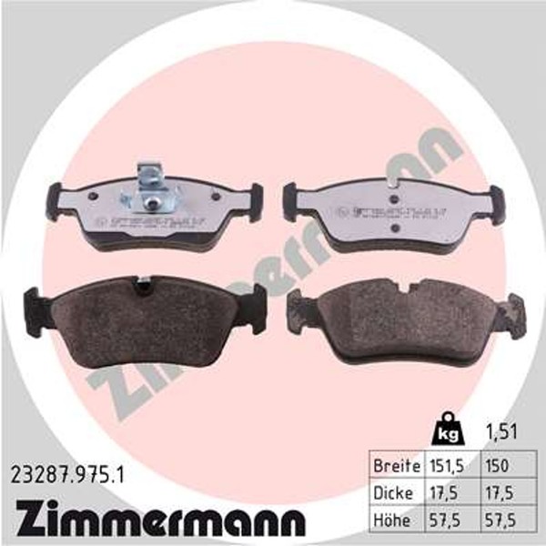 Bremsbelagsatz Scheibenbremse Rd:Z Zimmermann 23287.975.1 23287 FüR Z4 E36 E85-image