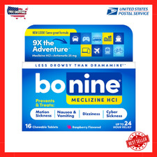 Bonine Motion Sickness Relief 16ct Raspberry Non-Drowsy Fresh NEW