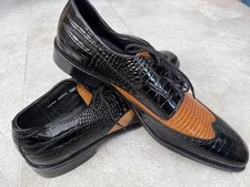 Stacy Adams Men's 12 Shoes Black Brown Leather Croc Lizard Print Amato 24823