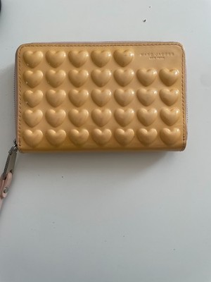 Marc Jacobs Geldbörse geprägt massiv Herz Kontinental Pfirsich Lackleder