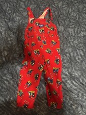 Vintage OshKosh B'gosh Bib Overalls Kids 4t red Corduroy Vestback Train Railroad