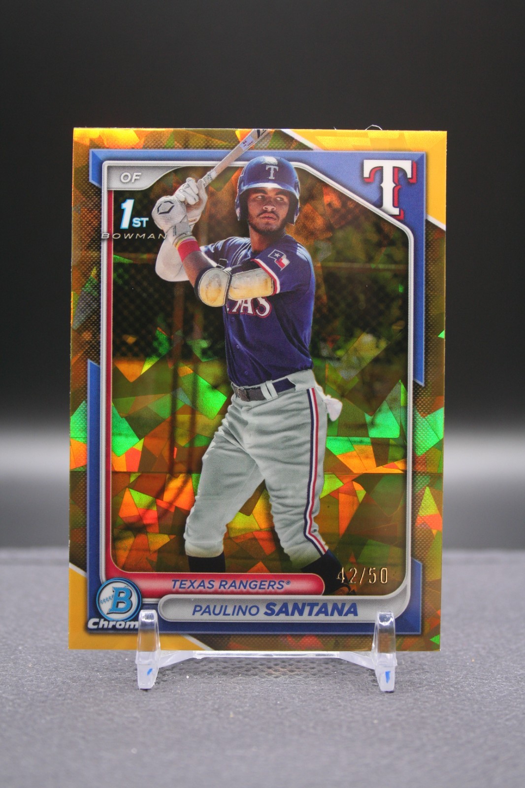 2024 Bowman Chrome | Paulino Santana | 1st Bowman Gold Sapphire /50 | Rangers