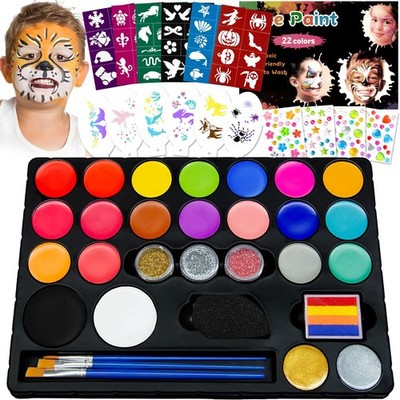 Professional Face Painting Kit   22 Colors Non-Toxic Face & Body Paints with ...