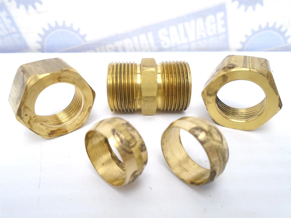 (10 pcs) - 62-10 - Brass 5/8 x 5/8 COMPRESSION UNION - for 5/8" OD TUBE 62C-10 - Image 2 of 4
