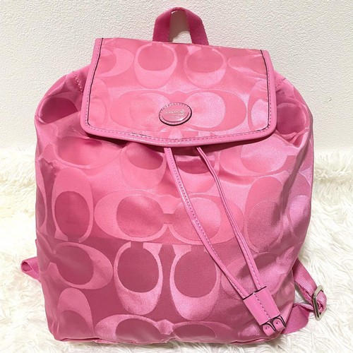 Vintage Coach Back Pack Shoulder bag 77350 Pink Leather Y2K Hobo Packable Logo