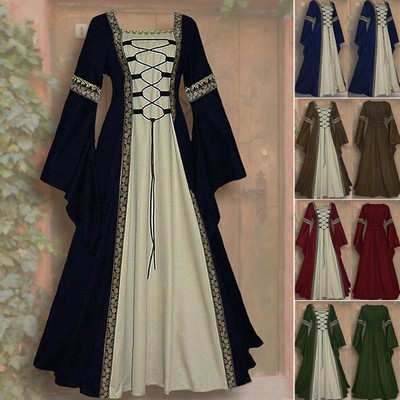 Gothic Charm Women's Elegant Medieval Costume with Intricate Embroidery