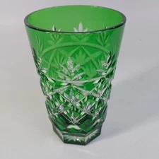 Ajka Fifth Avenue Ltd Crystal Tumbler Highball Glass Intricate Cut Green