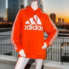 adidas Essentials 3 Stripes Orange Hoodie HL2242 Men's Size Small NWT