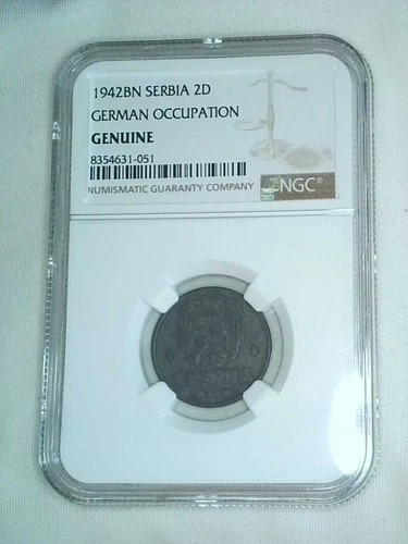 1942-BN Serbia 2 Dinara – NGC Genuine – German Occupation