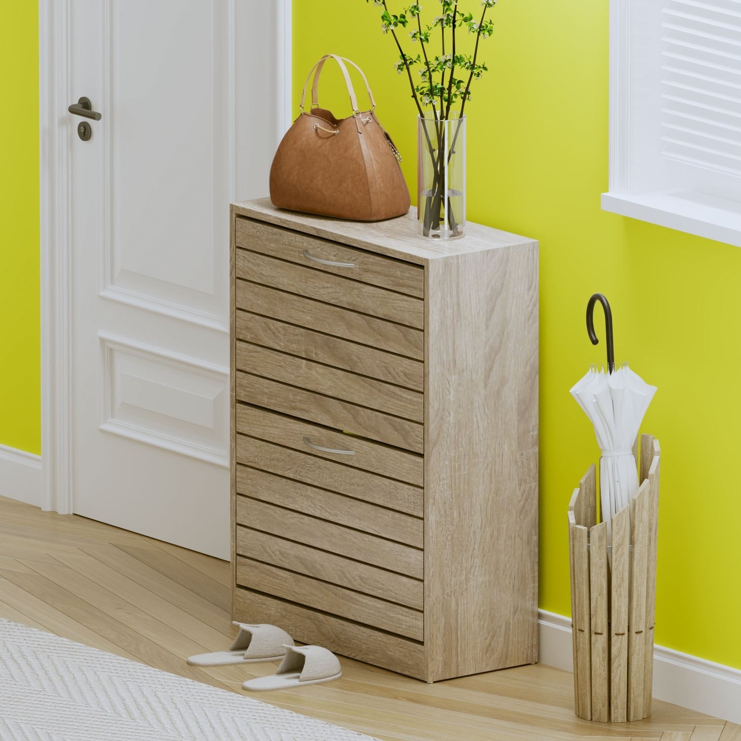 FUFU&GAGA 2-Tier Shoe Rack Cabinet with Storage Space