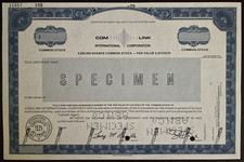 COM LINK INTERNATIONAL CORPORATION Specimen Stock Certificate   COM/LINK