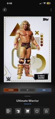 WWE Topps Slam Digital ULTIMATE WARRIOR Canvas 26 Gold Gear-Verse Iconic Read