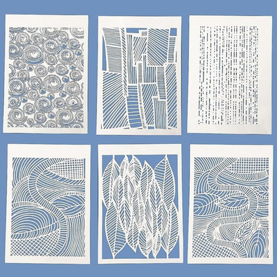 6pc A4 Geometric Stencils Reusable Leaf Abstract Texture Wall Art Furniture DIY
