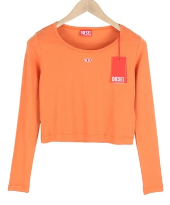 T-Shirt DIESEL Femme L Orange Cropped À Manches Longues - Photo 1/4