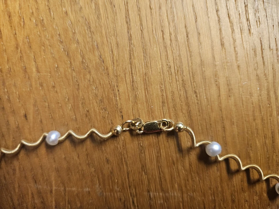 Goldkette 585 mit kleinen Perlen,  Super  Design - Bild 4 von 4