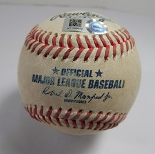 2022 Tampa Bay Rays Marlins Game Used Baseball Shawn ArmStrong Miguel Rojas Foul