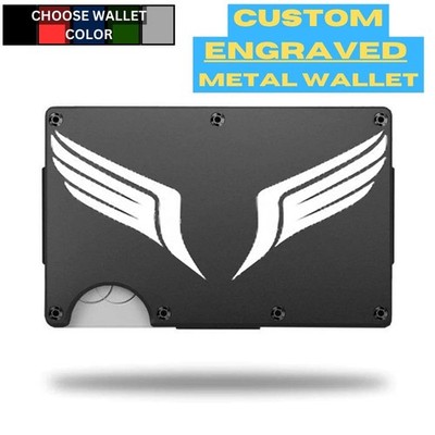 Custom WINGS Laser Engraved Wallet - Pick A Wallet Color
