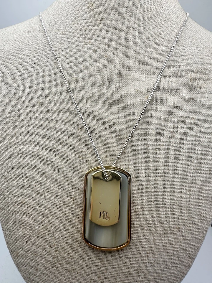 "Collar de cadena colgante con etiqueta de perro Ralph Lauren 35""" Foto 3 de 4