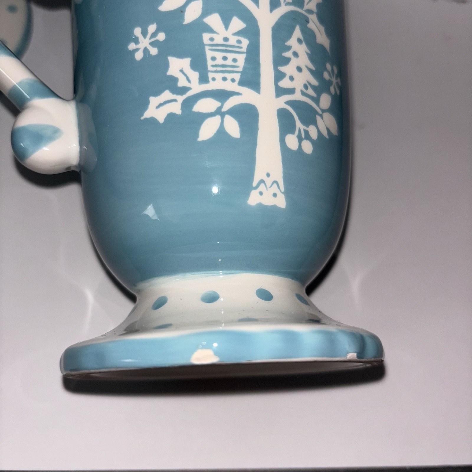 222 Fifth Tivoli Blue 6" Tall Footed Christmas Hot Cocoa Mugs Set Of 2