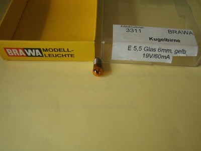 Brawa Glühlampe  3311 E5,5 gelb für Modellbahn einzeln Neu