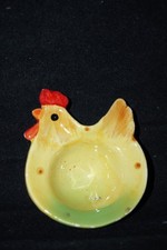 Eierbecher - Figur - Kinder - Keramik - Huhn - Ostern - Hahn - gelb - Punkte