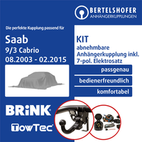 FüR Saab 9/3 Cabrio Typ YS3F 08.2003-02.2015 AHK Abn +7Pol Spez E-Satz TOP