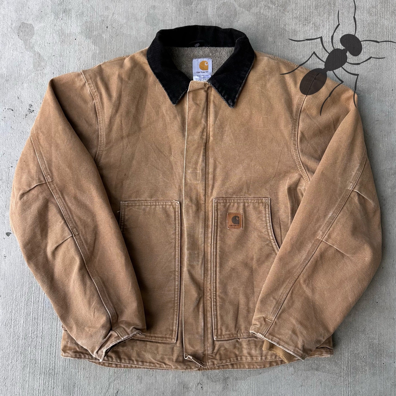 Vintage Y2K Carhartt J164 CML Brown Sherpa Lined Work Jacket