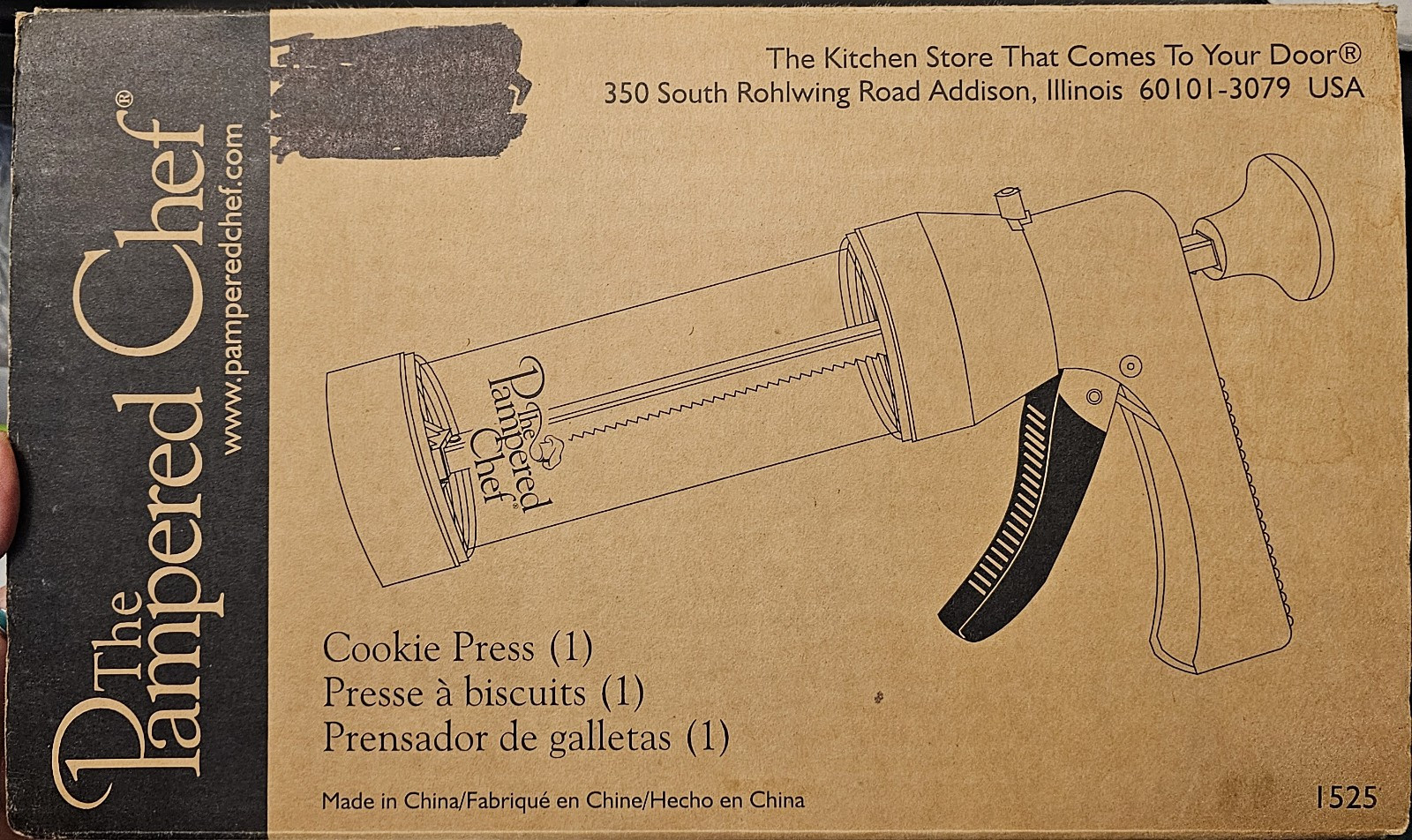 The Pampered Chef 1525 Cookie Press with 16 Discs - White