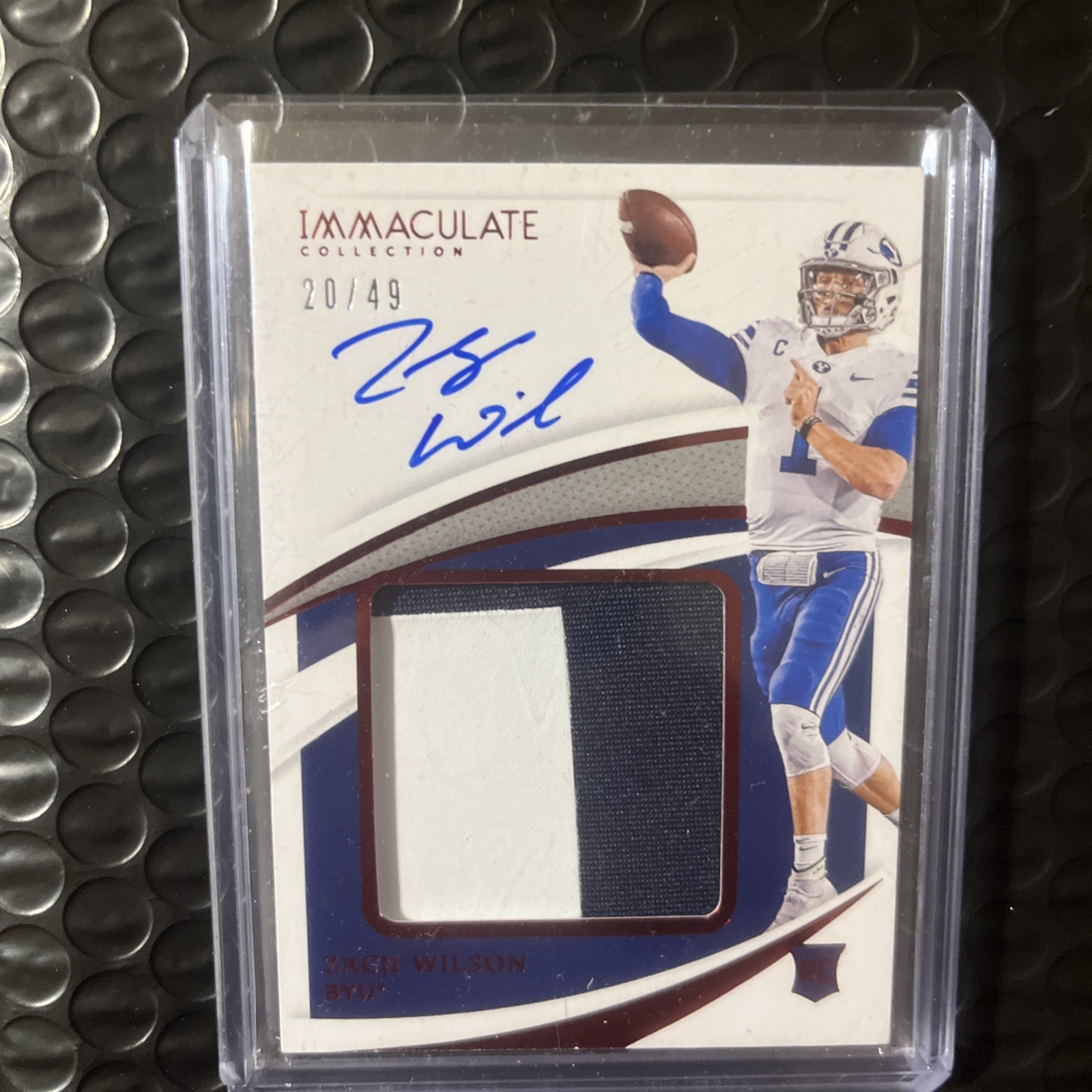 2021 Immaculate ZACH WILSON #20/49 #PPA-ZW Rookie Patch Auto- BYU JETS