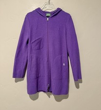 Geiger Coat Womens EU 36 Purple Boiled Wool Hooded Full Zip Coat Made Austria