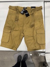BLU ROCK NEW YORK BELTED CARGO SHORTS - SIZE: MEN 40 - DARK KHAKI