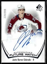 2021-22 Upper Deck SP Authentic Future Watch Justin Barron Rookie Auto /999