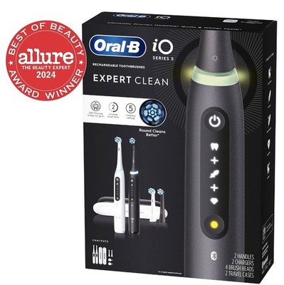 Oral-B iO Rechargeable Toothbrush. 2 Handles 2 Chargers,4 Brush Heads. 2 Cases