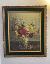 Large Vernon Ward Floral Original Print VGC Beautiful Gold Frame With Velvet