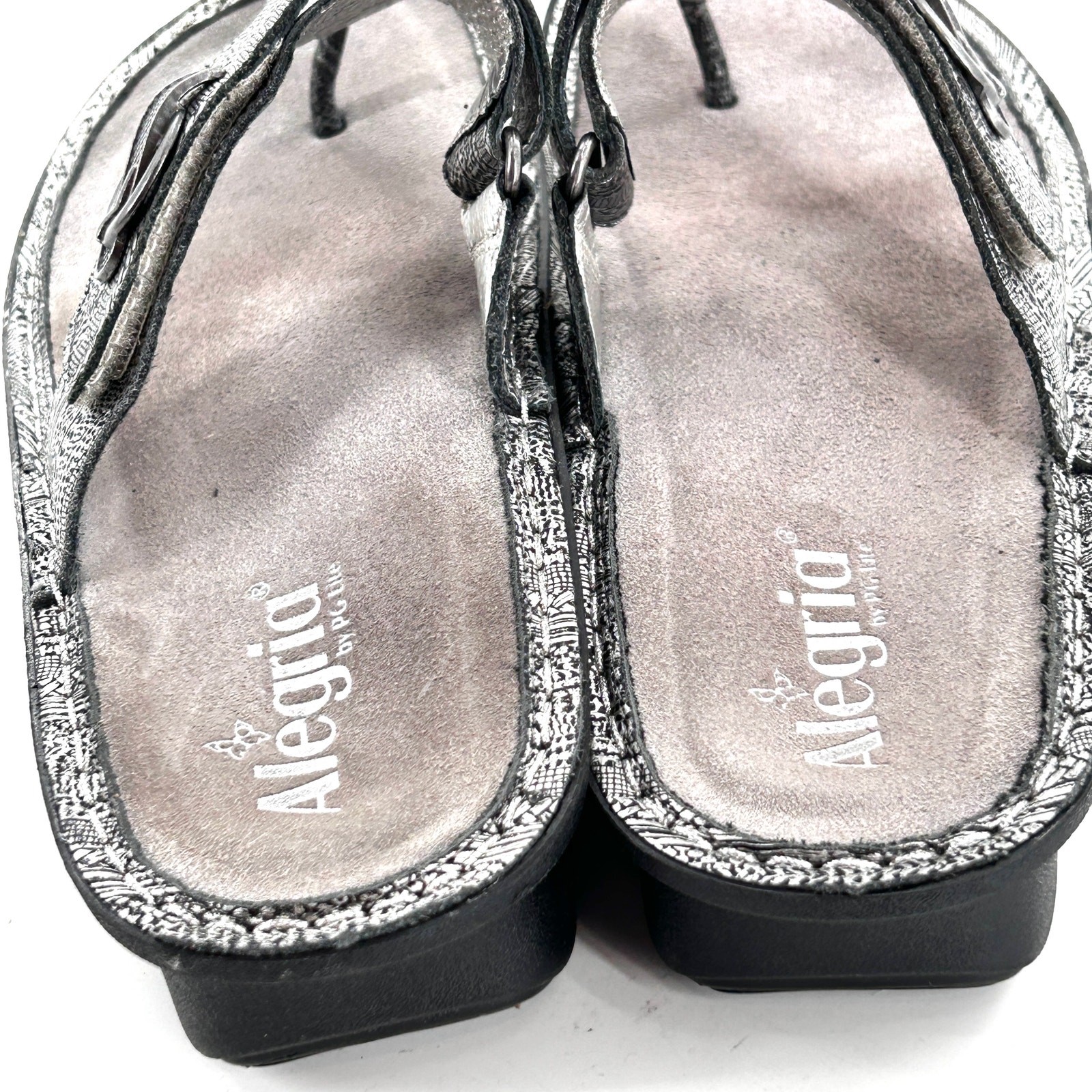 APL Sandali Alegria Carina catena posta 42 11 argento grigio pelle plateau comfort