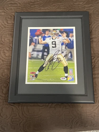 Framed autographed photo of Drew Brees with COA
