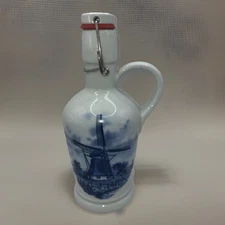 Delft Blauw Hand Decorated Decanter Handle Jug Bottle Original Stopper Holland