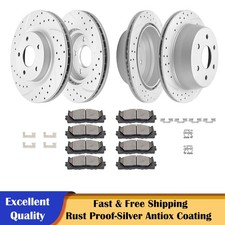 6 Lugs Front Rear Drilled Rotors Pads For Chevy Silverado Gmc Sierra 1500 Yukon 6 Lugs Front Rear Drilled Rotors Pads For Chevy Silverado Gmc Sierra 1500 Yukon