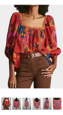 Farm Rio Anthropologie Floral Blouson Top Lar...